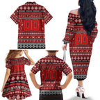 Personalized Dragons Rugby Xmas Family Matching Off The Shoulder Long Sleeve Dress and Hawaiian Shirt Australia NRL Mascot