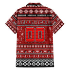 Personalized Dragons Rugby Xmas Family Matching Off The Shoulder Long Sleeve Dress and Hawaiian Shirt Australia NRL Mascot