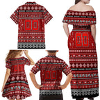 Personalized Dragons Rugby Xmas Family Matching Off Shoulder Maxi Dress and Hawaiian Shirt Australia NRL Mascot