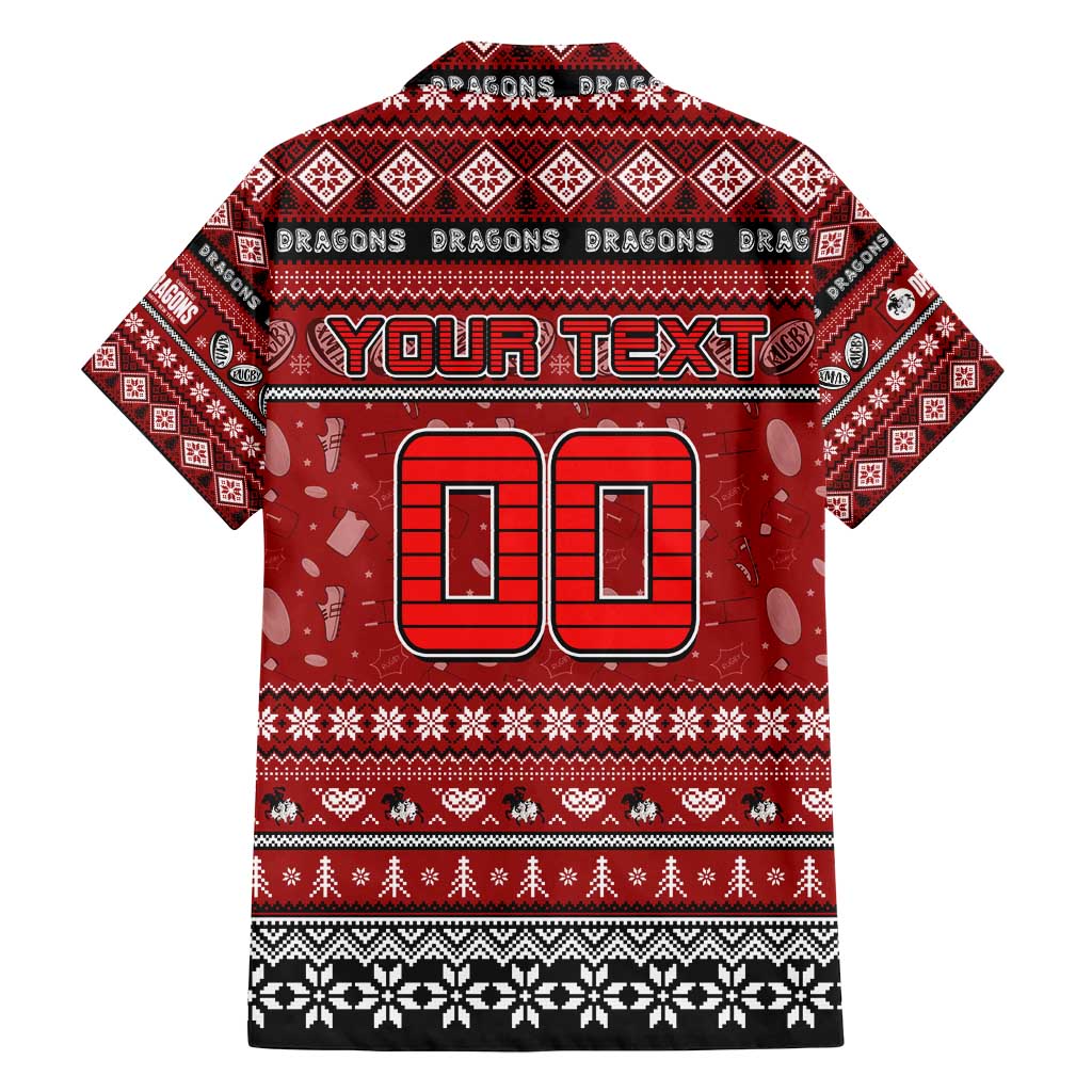 Personalized Dragons Rugby Xmas Family Matching Off Shoulder Maxi Dress and Hawaiian Shirt Australia NRL Mascot