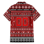 Personalized Dragons Rugby Xmas Family Matching Off Shoulder Maxi Dress and Hawaiian Shirt Australia NRL Mascot