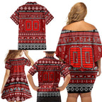 Personalized Dragons Rugby Xmas Family Matching Off Shoulder Short Dress and Hawaiian Shirt Australia NRL Mascot