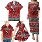 Personalized Dragons Rugby Xmas Family Matching Puletasi and Hawaiian Shirt Australia NRL Mascot