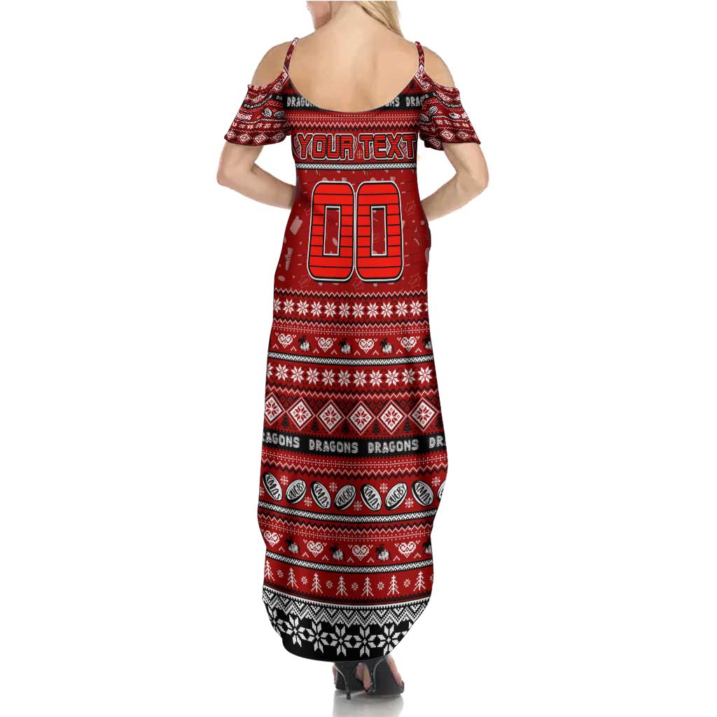 Personalized Dragons Rugby Xmas Family Matching Summer Maxi Dress and Hawaiian Shirt Australia NRL Mascot