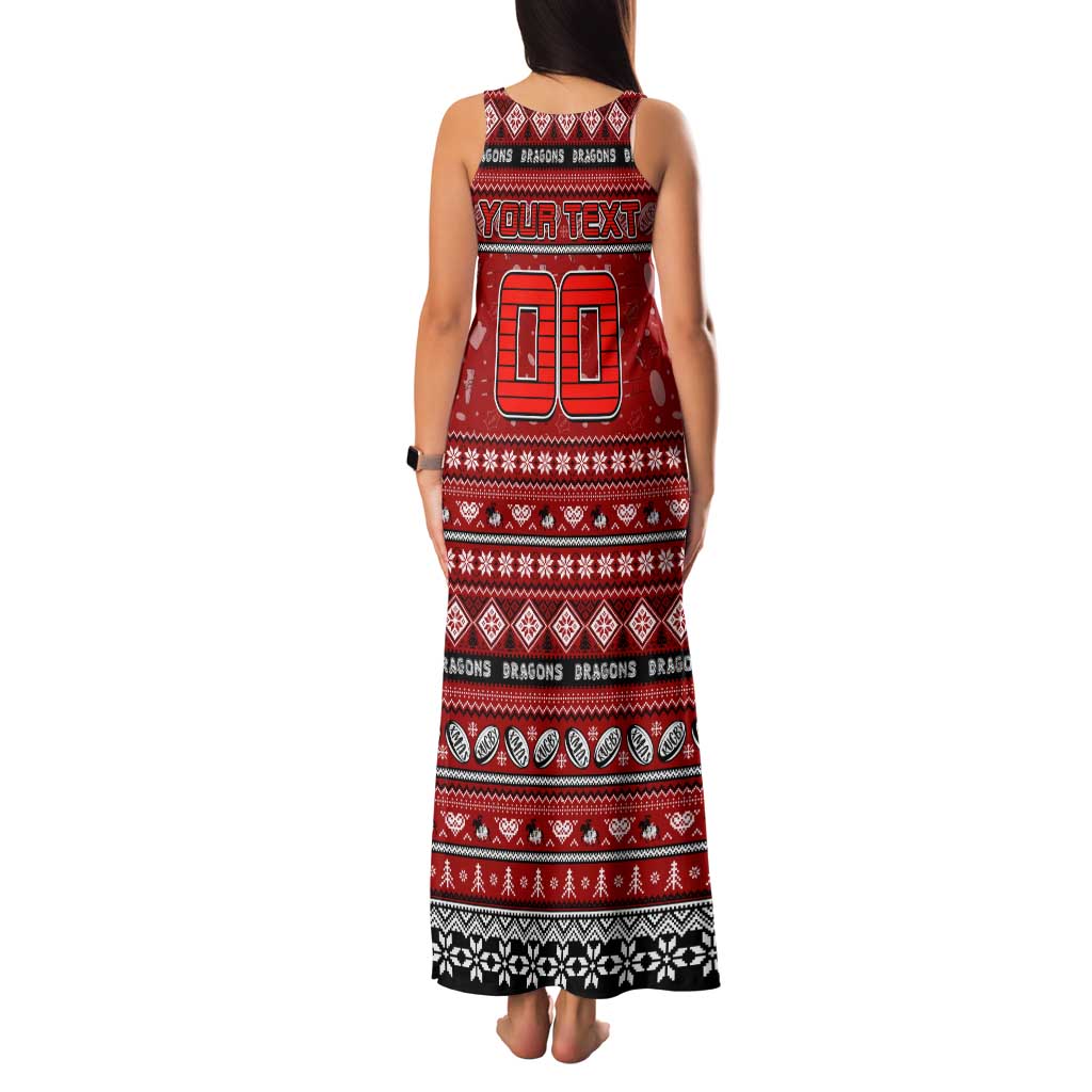 Personalized Dragons Rugby Xmas Family Matching Tank Maxi Dress and Hawaiian Shirt Australia NRL Mascot