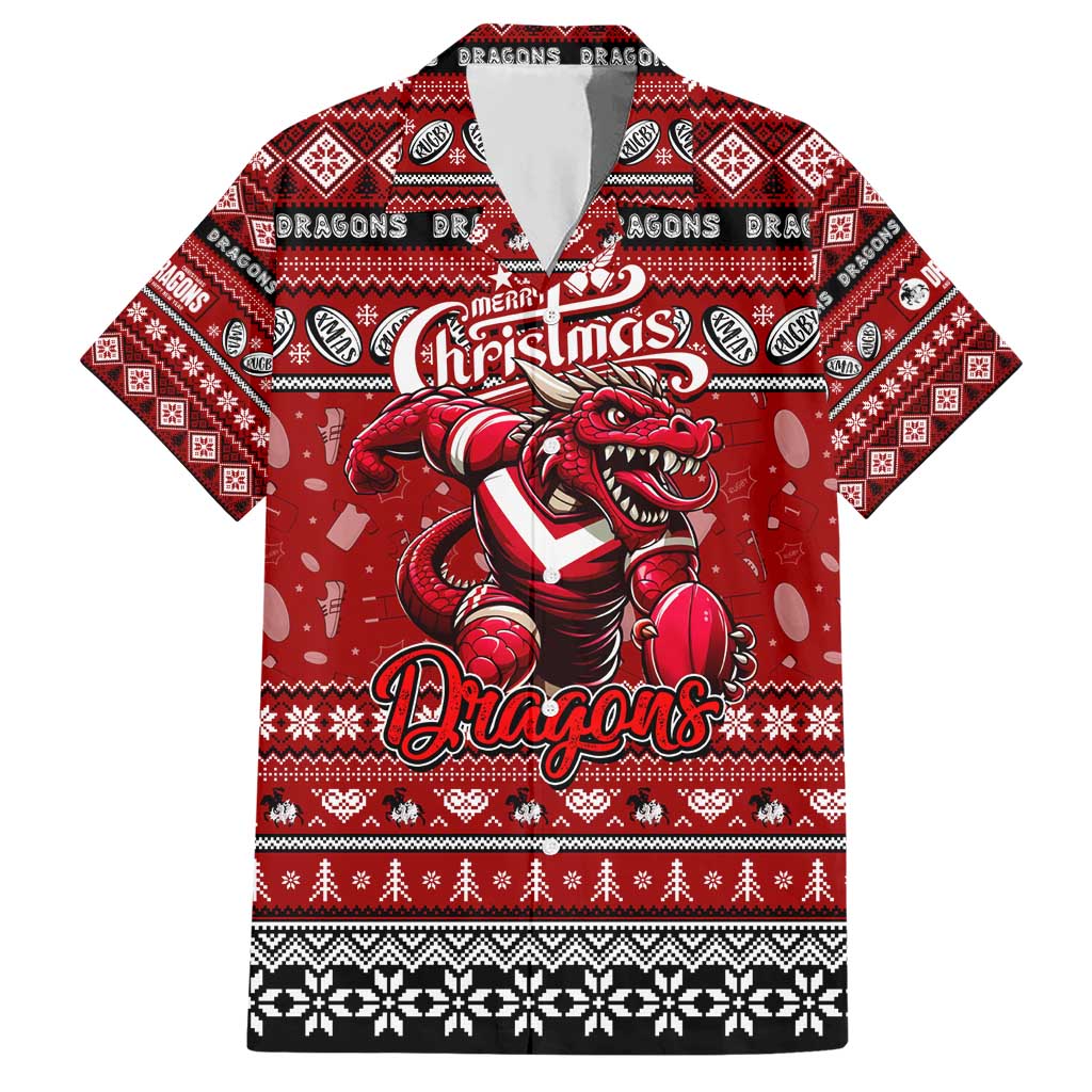 Personalized Dragons Rugby Xmas Hawaiian Shirt Australia NRL Mascot