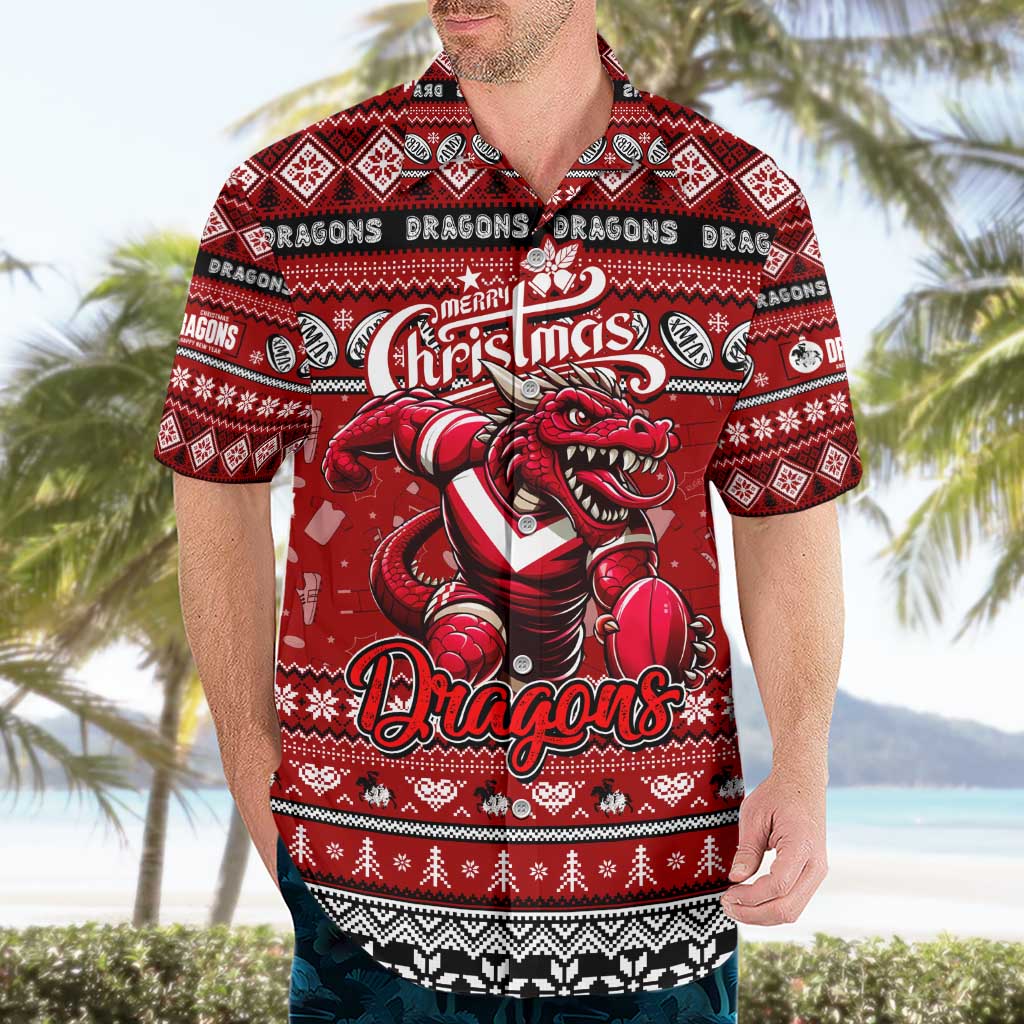 Personalized Dragons Rugby Xmas Hawaiian Shirt Australia NRL Mascot