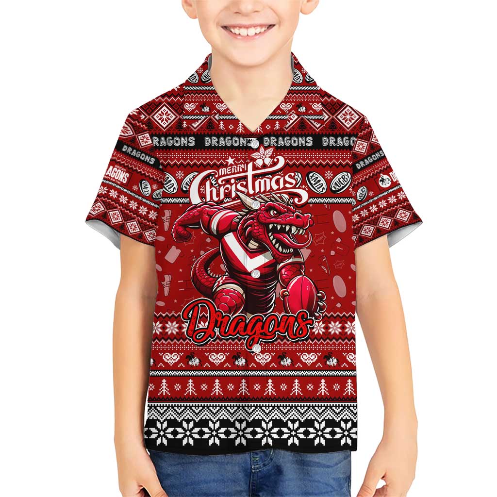 Personalized Dragons Rugby Xmas Hawaiian Shirt Australia NRL Mascot