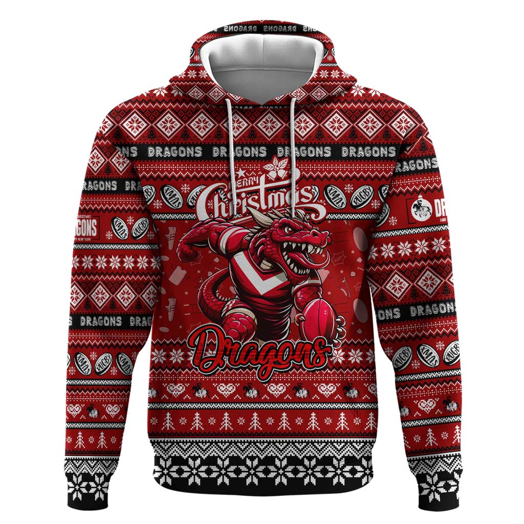 Personalized Dragons Rugby Xmas Hoodie Australia NRL Mascot