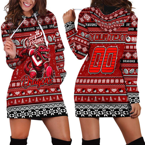 Personalized Dragons Rugby Xmas Hoodie Dress Australia NRL Mascot