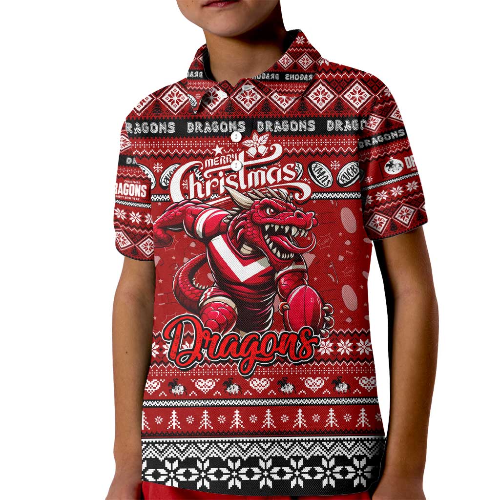Personalized Dragons Rugby Xmas Kid Polo Shirt Australia NRL Mascot