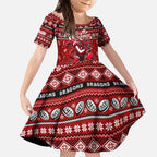 Personalized Dragons Rugby Xmas Kid Short Sleeve Dress Australia NRL Mascot