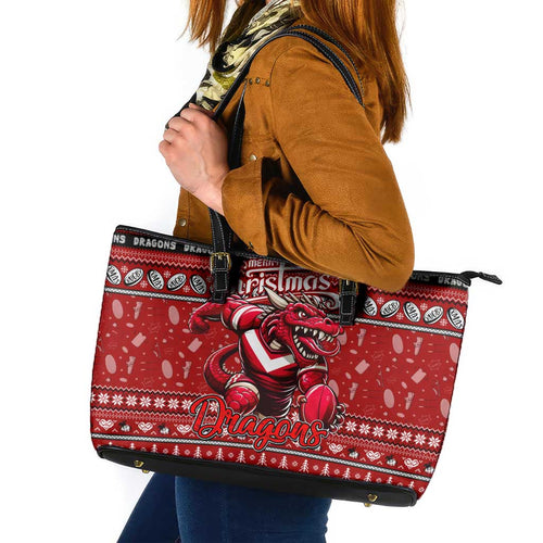 Dragons Rugby Xmas Leather Tote Bag Australia NRL Mascot