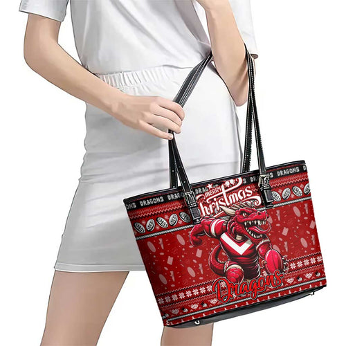 Dragons Rugby Xmas Leather Tote Bag Australia NRL Mascot