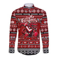 Personalized Dragons Rugby Xmas Long Sleeve Button Shirt Australia NRL Mascot