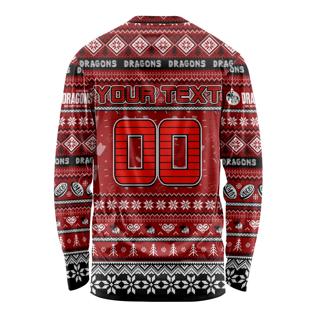 Personalized Dragons Rugby Xmas Long Sleeve Shirt Australia NRL Mascot