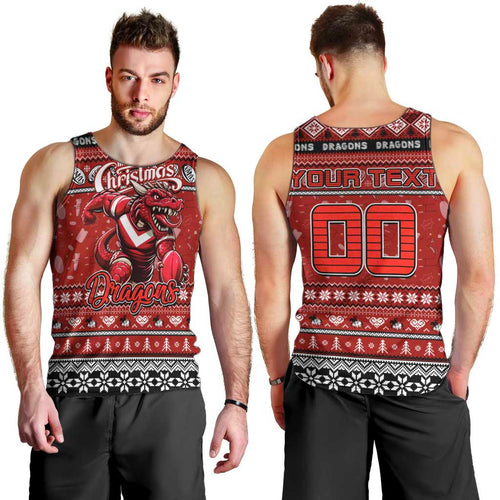 Personalized Dragons Rugby Xmas Men Tank Top Australia NRL Mascot