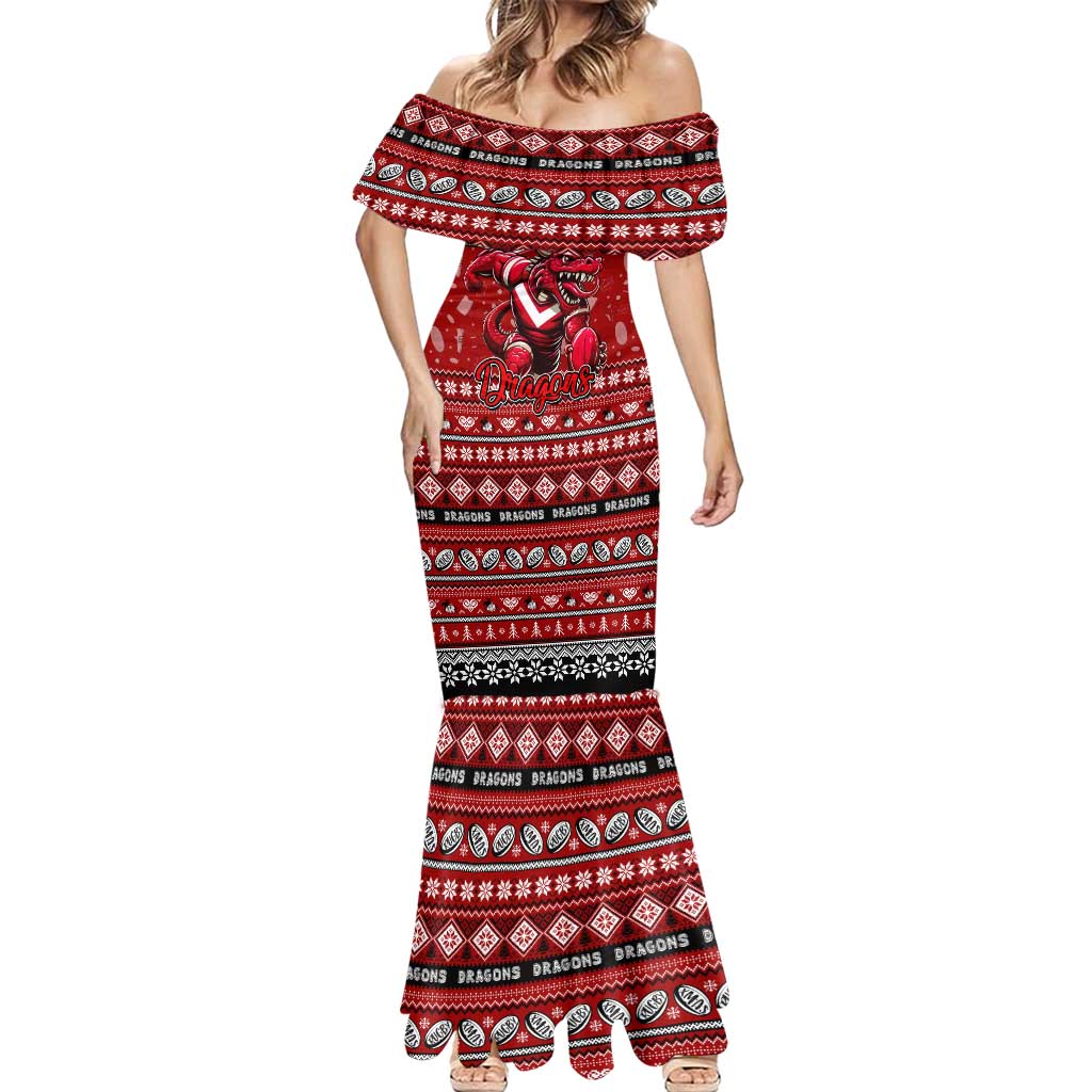 Personalized Dragons Rugby Xmas Mermaid Dress Australia NRL Mascot