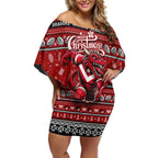 Personalized Dragons Rugby Xmas Off Shoulder Short Dress Australia NRL Mascot