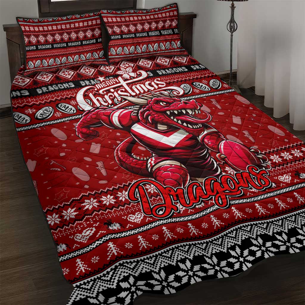 Dragons Rugby Xmas Quilt Bed Set Australia NRL Mascot
