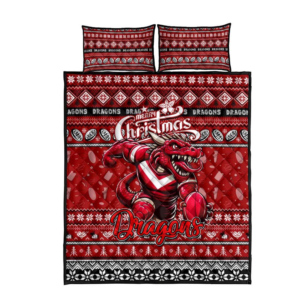 Dragons Rugby Xmas Quilt Bed Set Australia NRL Mascot