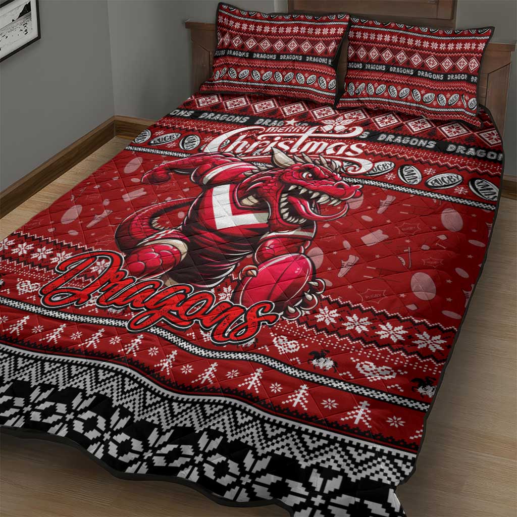 Dragons Rugby Xmas Quilt Bed Set Australia NRL Mascot