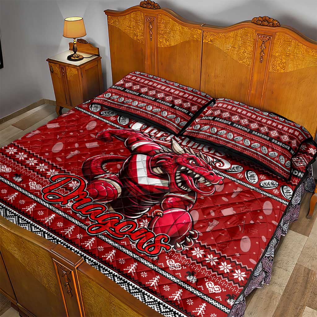 Dragons Rugby Xmas Quilt Bed Set Australia NRL Mascot