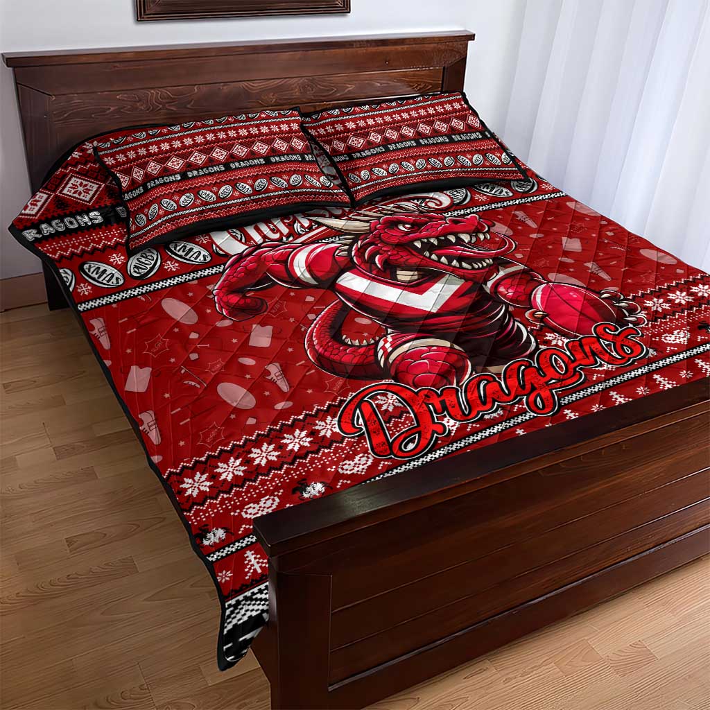 Dragons Rugby Xmas Quilt Bed Set Australia NRL Mascot