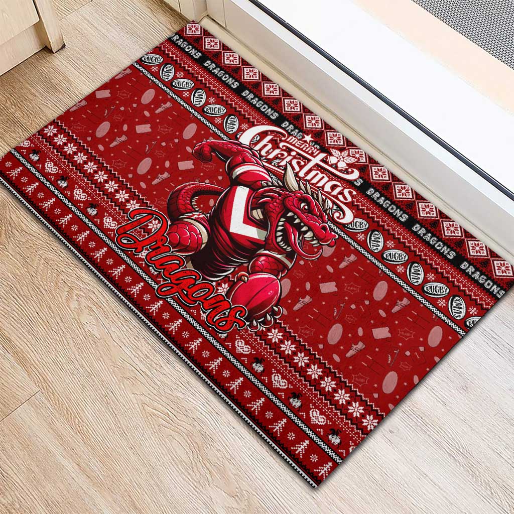 Dragons Rugby Xmas Rubber Doormat Australia NRL Mascot