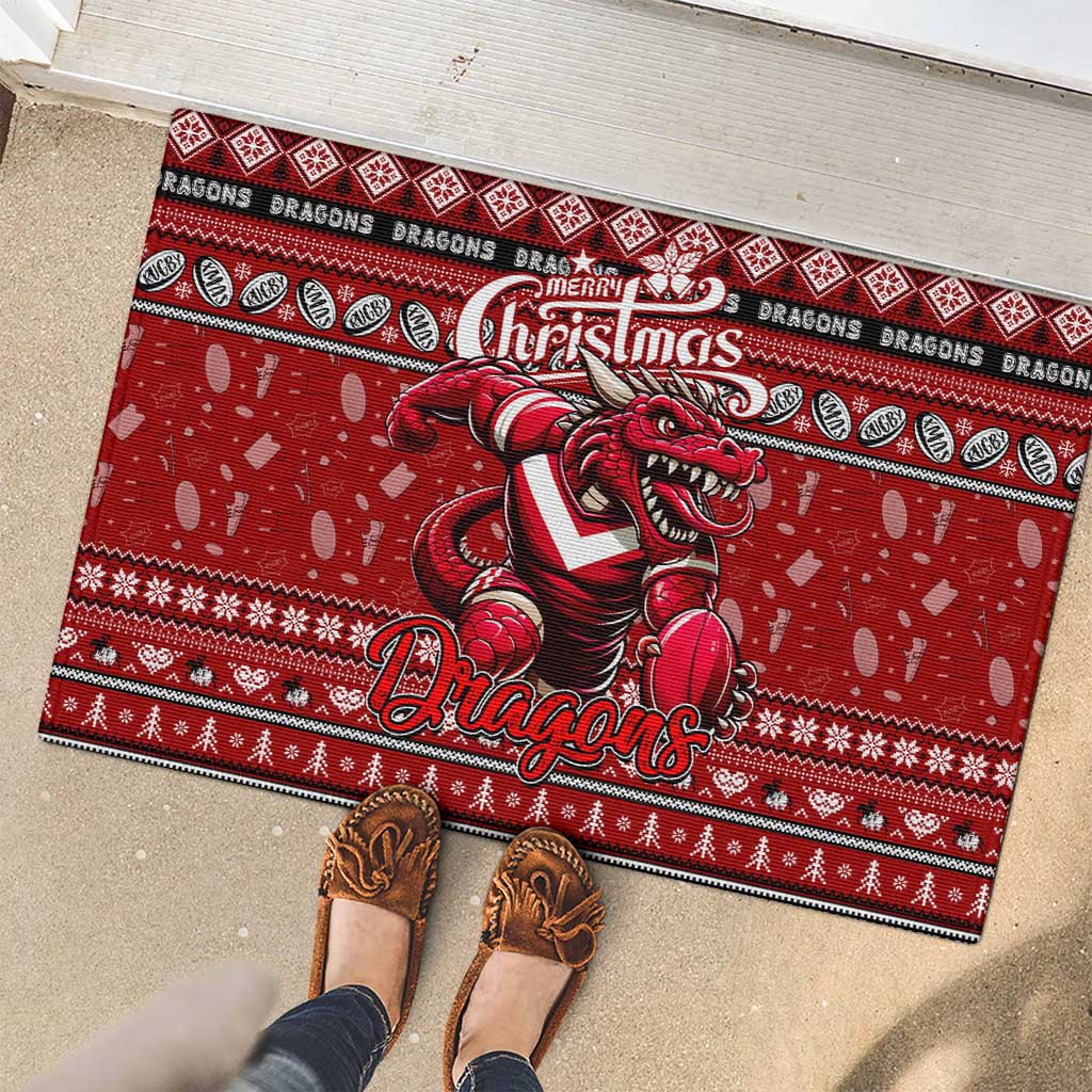 Dragons Rugby Xmas Rubber Doormat Australia NRL Mascot