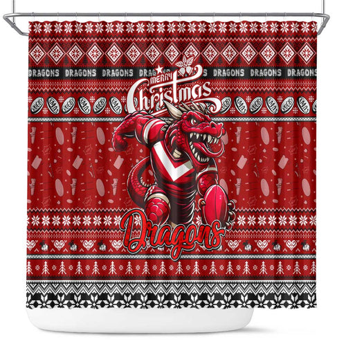 Dragons Rugby Xmas Shower Curtain Australia NRL Mascot