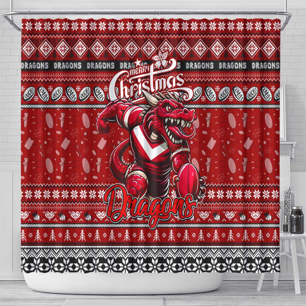 Dragons Rugby Xmas Shower Curtain Australia NRL Mascot