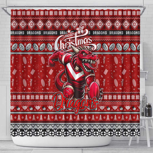 Dragons Rugby Xmas Shower Curtain Australia NRL Mascot