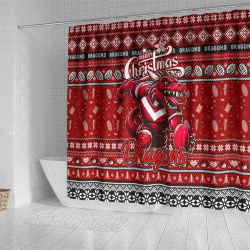 Dragons Rugby Xmas Shower Curtain Australia NRL Mascot