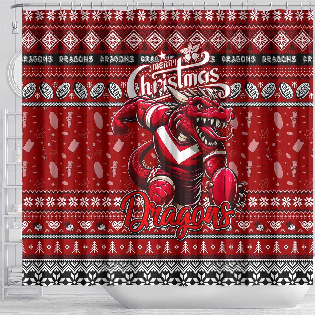 Dragons Rugby Xmas Shower Curtain Australia NRL Mascot