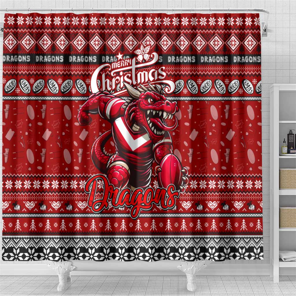 Dragons Rugby Xmas Shower Curtain Australia NRL Mascot
