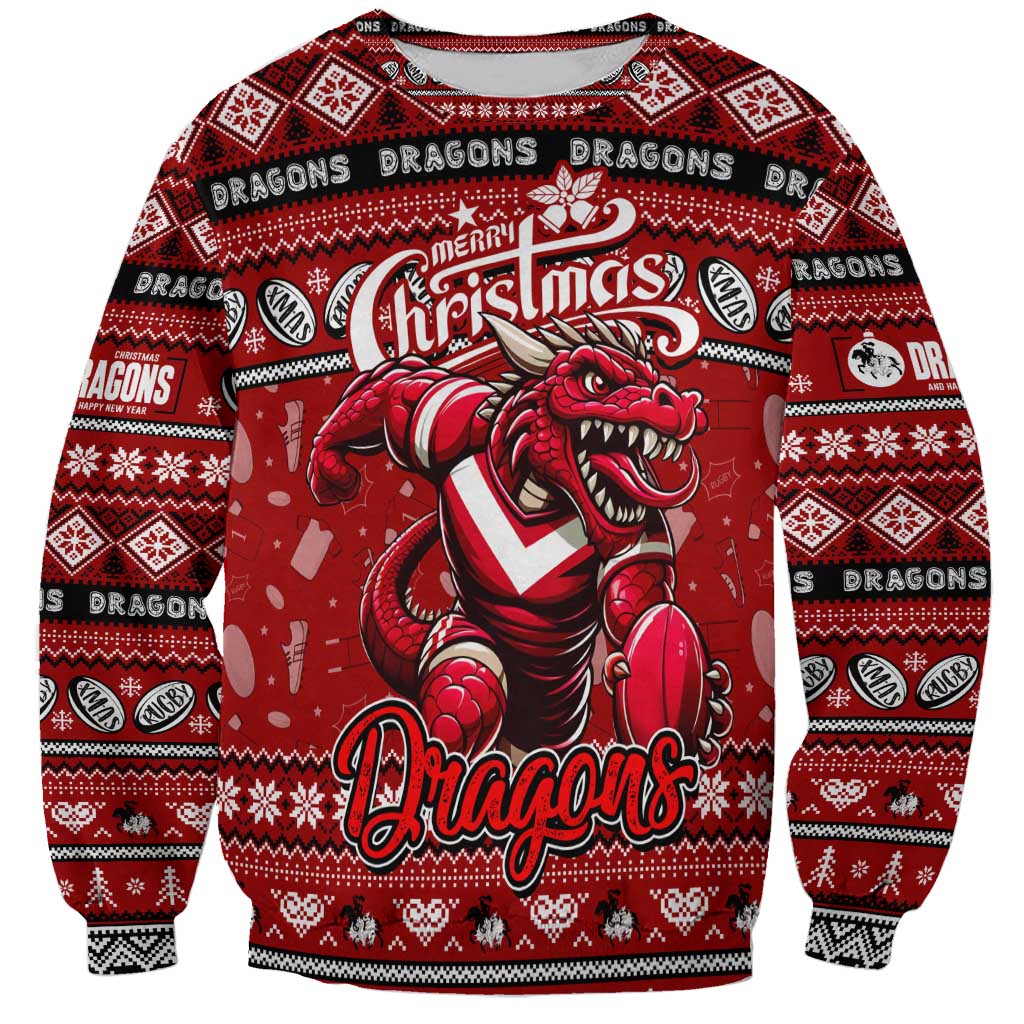 Personalized Dragons Rugby Xmas Sweatshirt Australia NRL Mascot