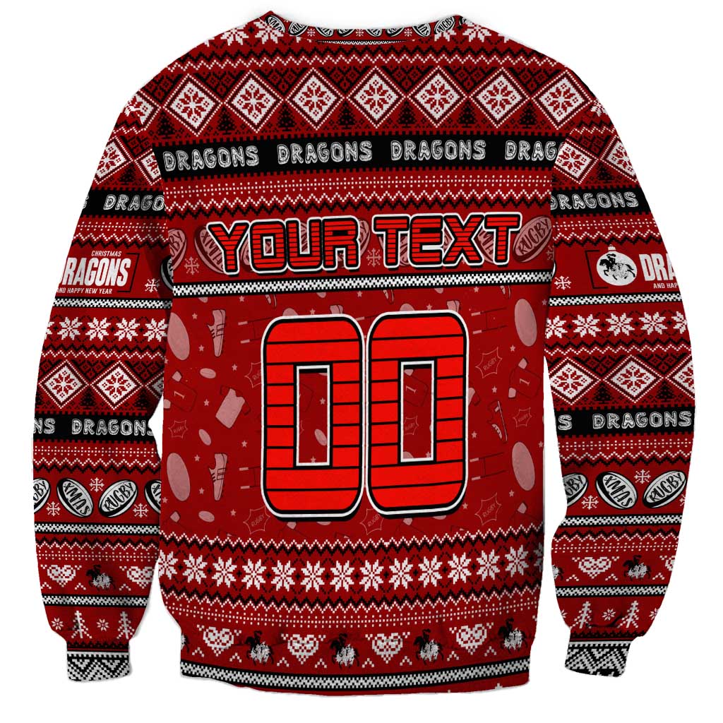 Personalized Dragons Rugby Xmas Sweatshirt Australia NRL Mascot