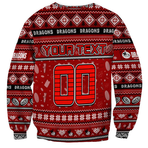 Personalized Dragons Rugby Xmas Sweatshirt Australia NRL Mascot