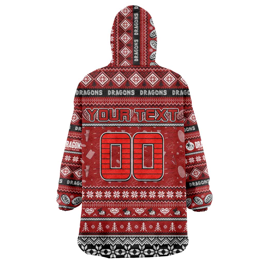 Personalized Dragons Rugby Xmas Wearable Blanket Hoodie Australia NRL Mascot