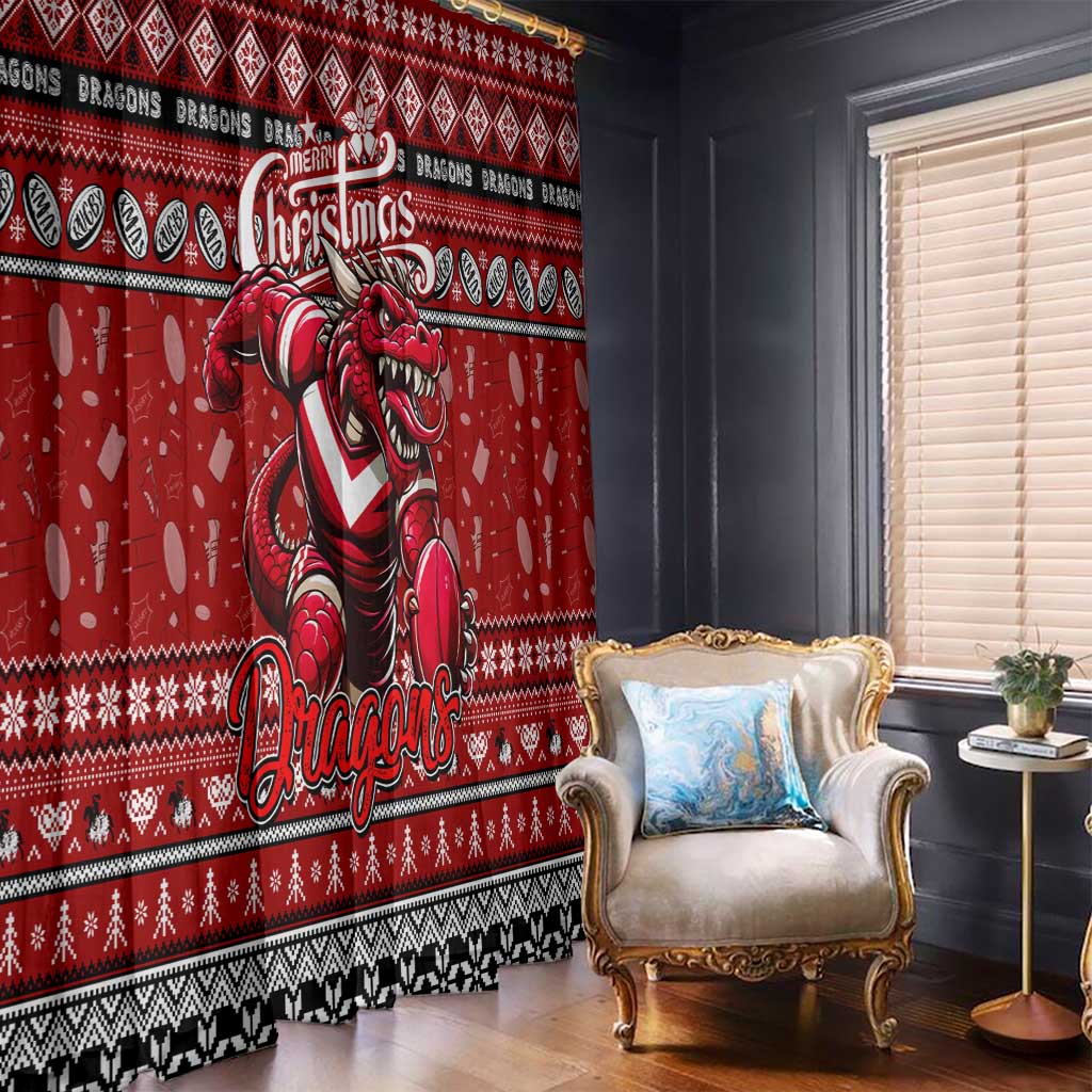Dragons Rugby Xmas Window Curtain Australia NRL Mascot