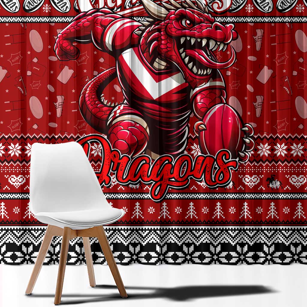 Dragons Rugby Xmas Window Curtain Australia NRL Mascot