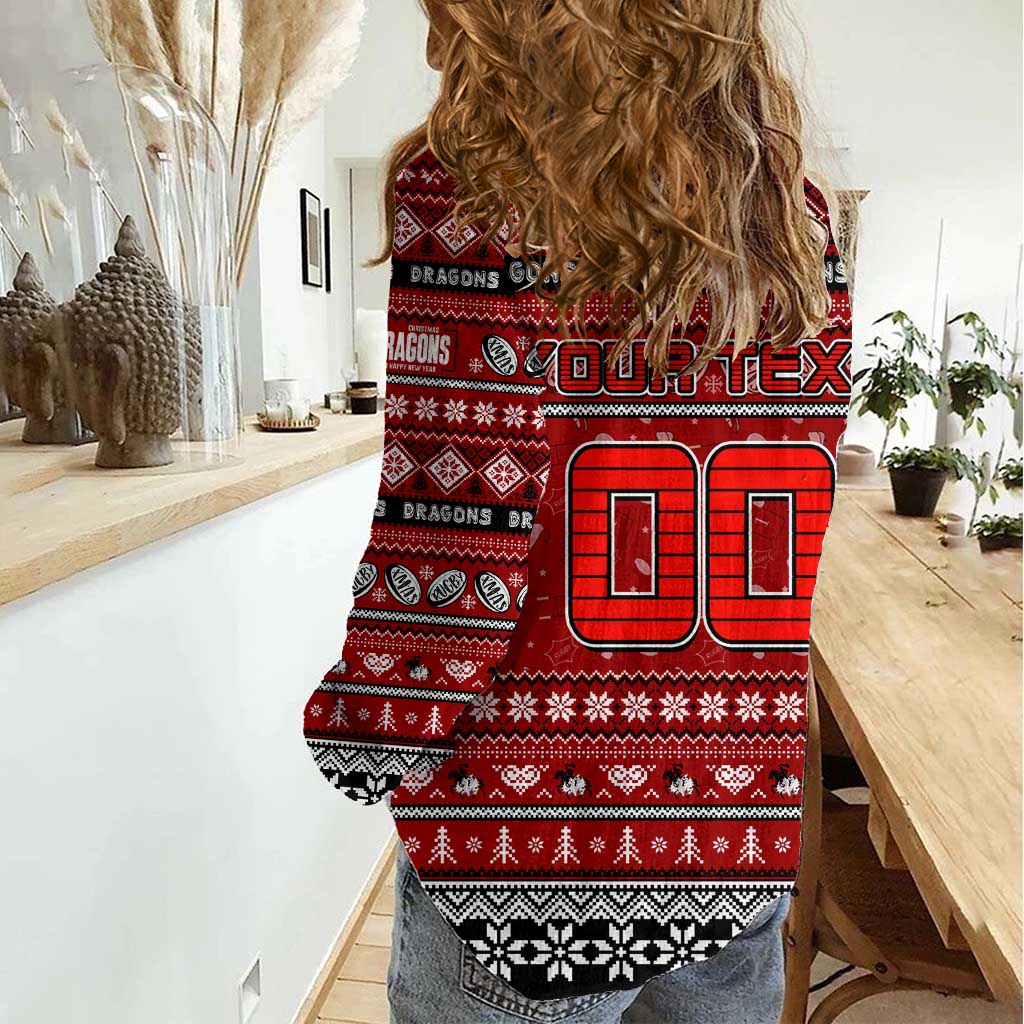Personalized Dragons Rugby Xmas Women Casual Shirt Australia NRL Mascot
