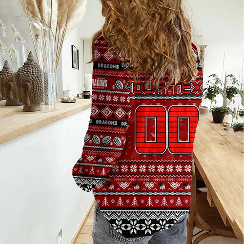 Personalized Dragons Rugby Xmas Women Casual Shirt Australia NRL Mascot