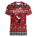 Personalized Dragons Rugby Xmas Women V-Neck T-Shirt Australia NRL Mascot