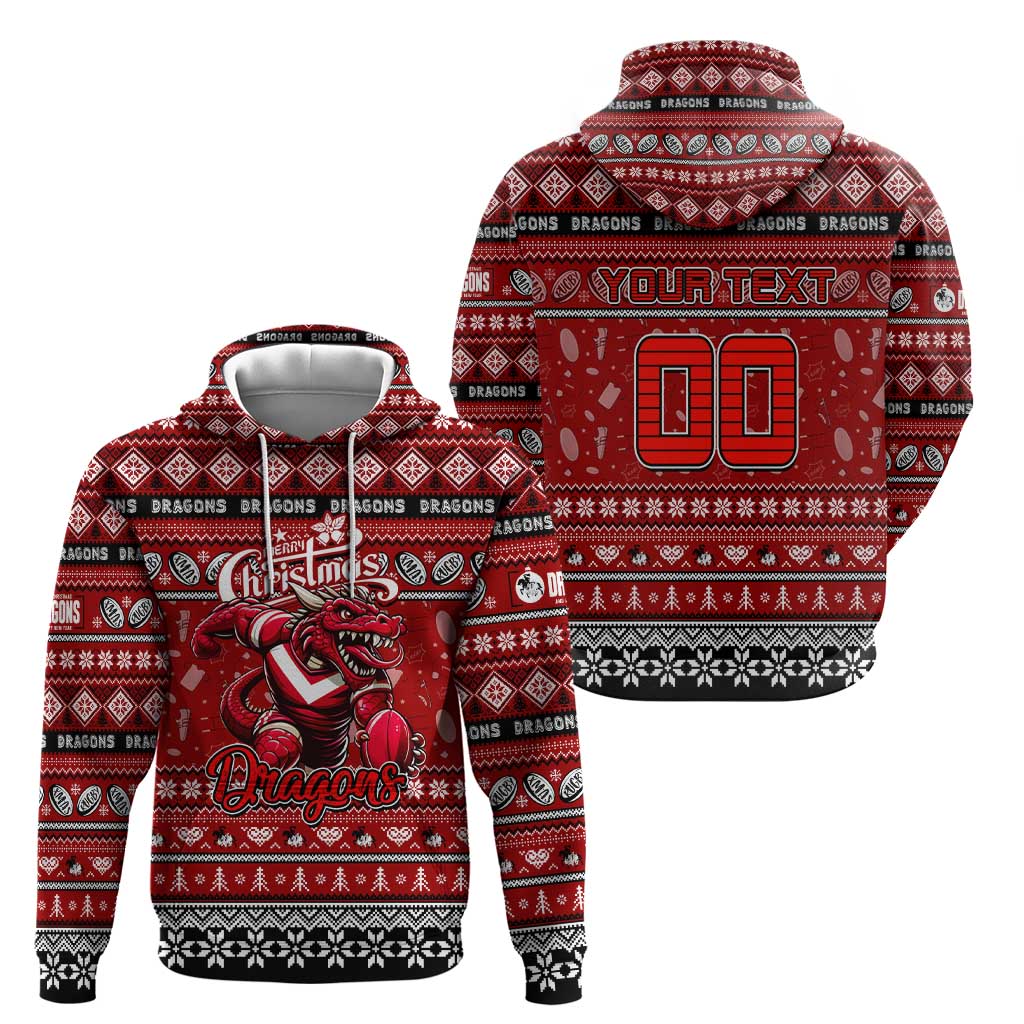 Personalized Dragons Rugby Xmas Zip Hoodie Australia NRL Mascot