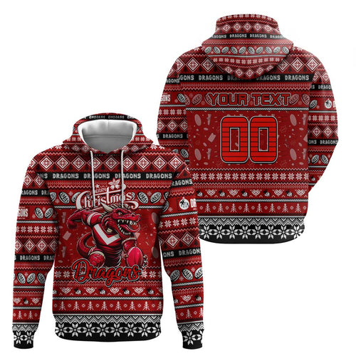 Personalized Dragons Rugby Xmas Zip Hoodie Australia NRL Mascot