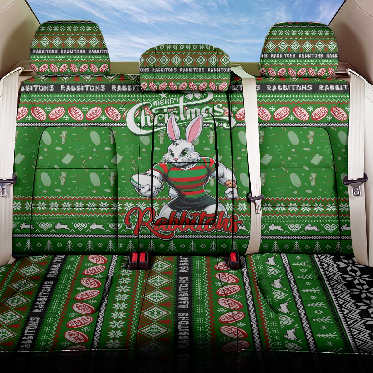 Rabbitohs Rugby Xmas Back Car Seat Cover Australia NRL Mascot