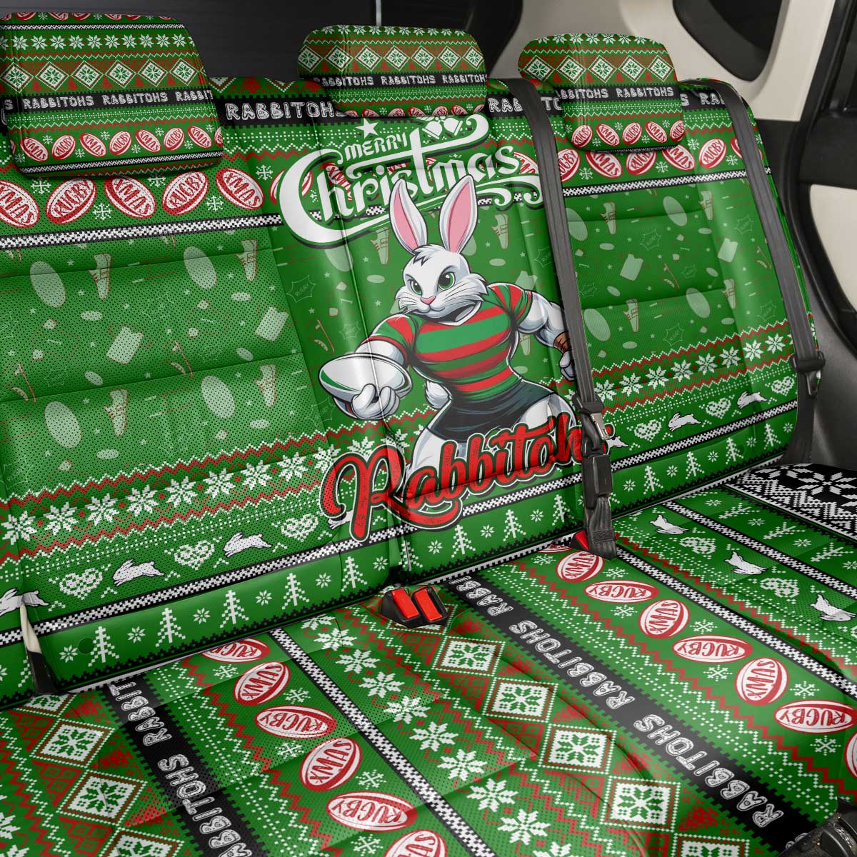 Rabbitohs Rugby Xmas Back Car Seat Cover Australia NRL Mascot