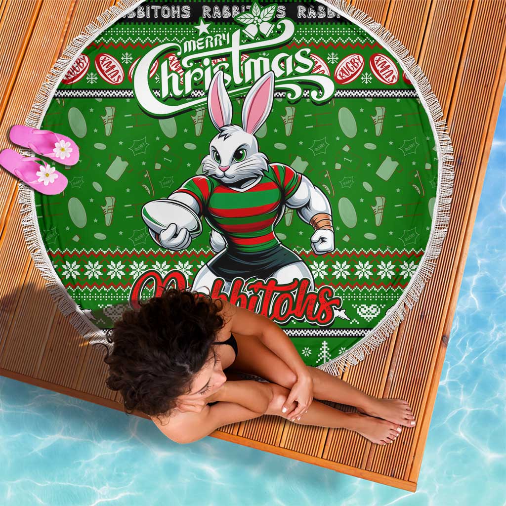 Rabbitohs Rugby Xmas Beach Blanket Australia NRL Mascot